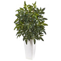 40" Bracken Fern with White Planter by Nearly Natural