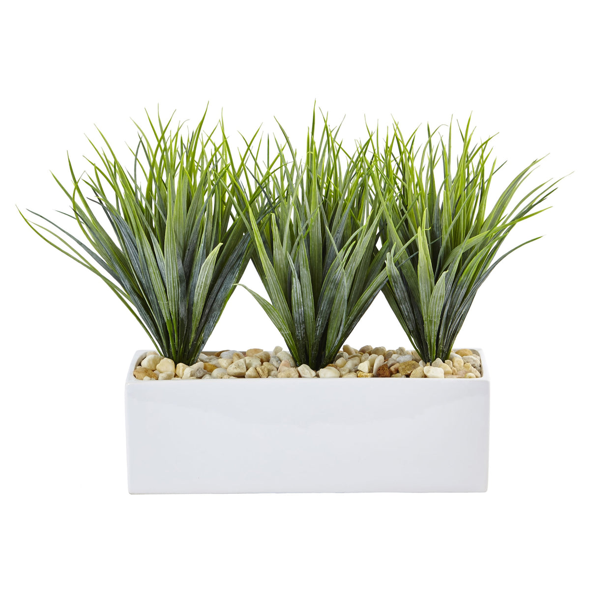 12" Vanilla Grass in Rectangular Planter by Nearly Natural