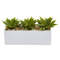 7" Agave Succulent in Rectangular Planter by Nearly Natural