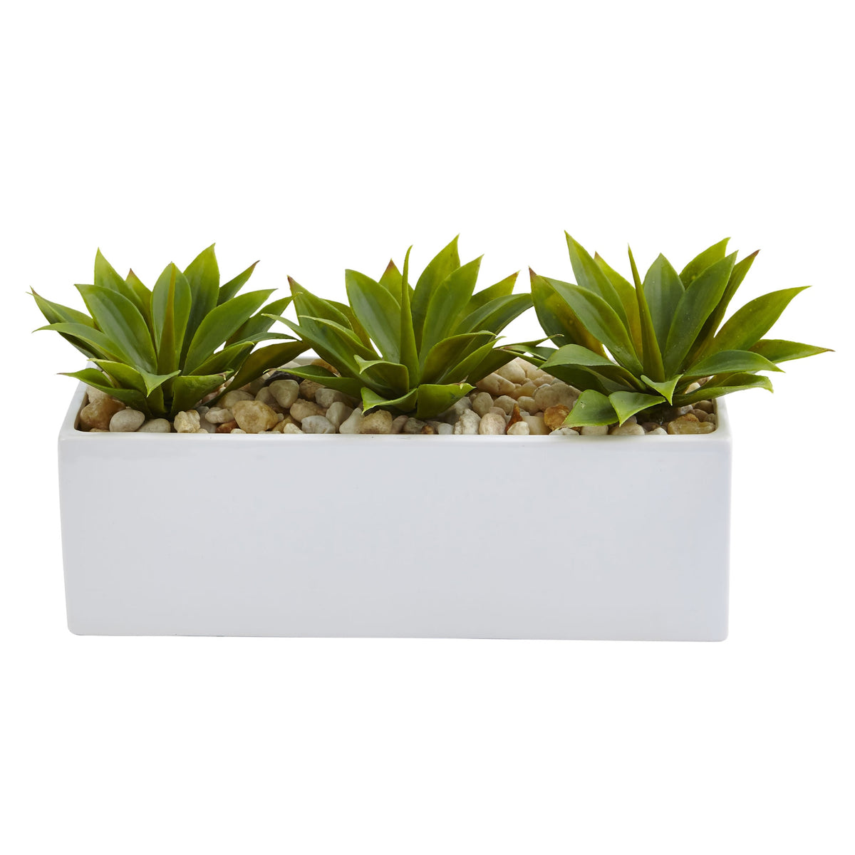 7" Agave Succulent in Rectangular Planter by Nearly Natural