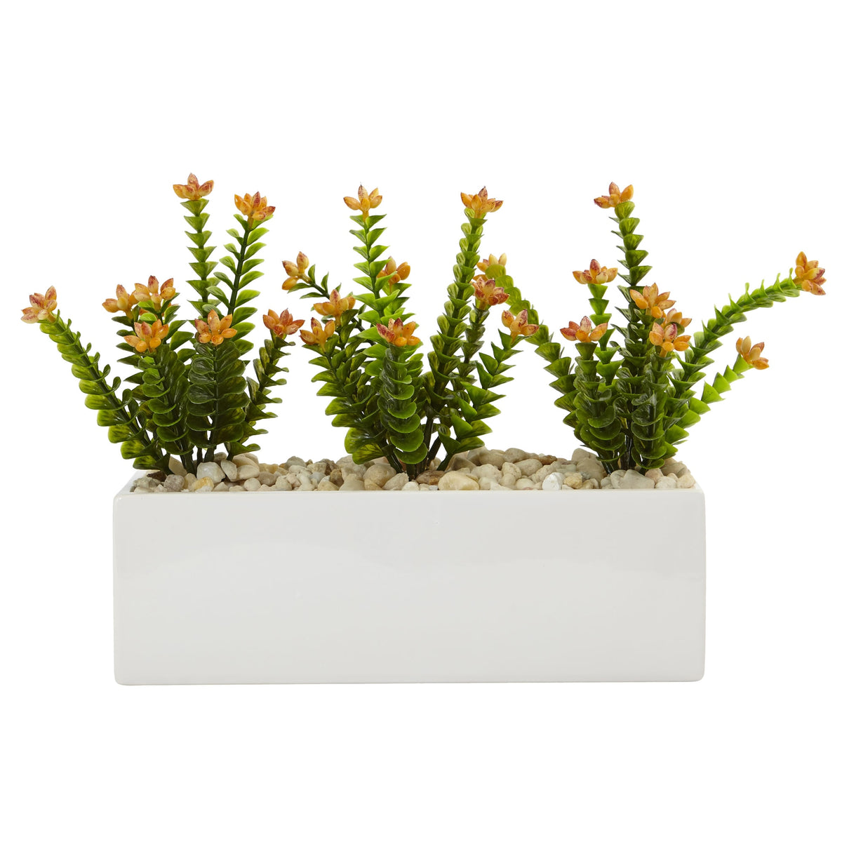 9.5" Flowering Sedum in Rectangular Planter by Nearly Natural