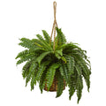 29" Boston Fern Hanging Basket by Nearly Natural