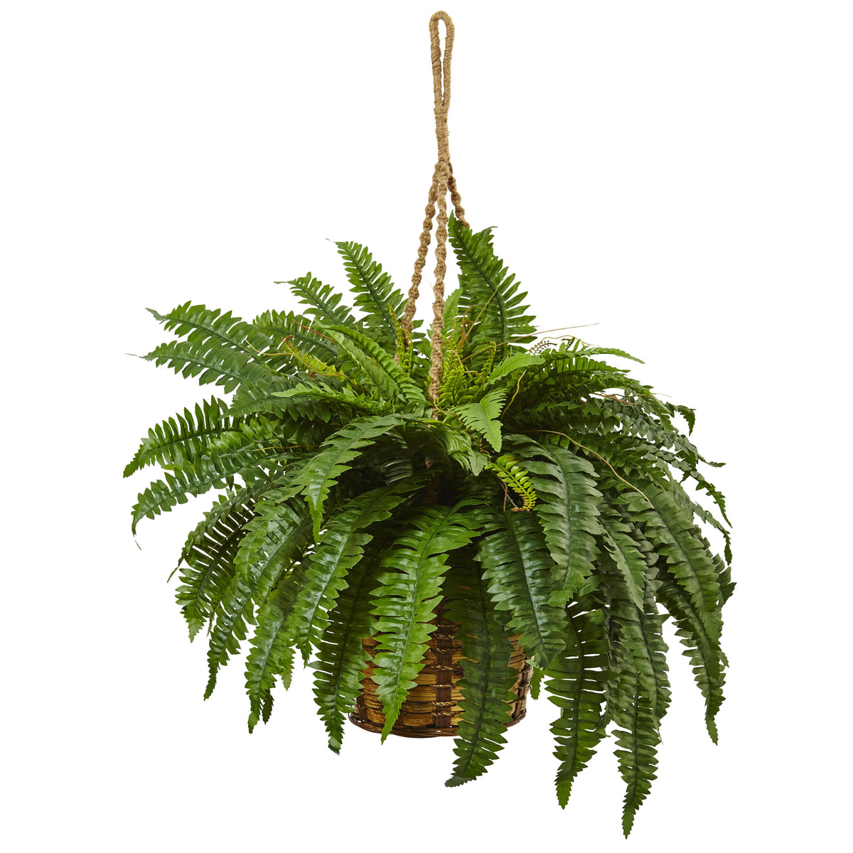 29" Boston Fern Hanging Basket by Nearly Natural