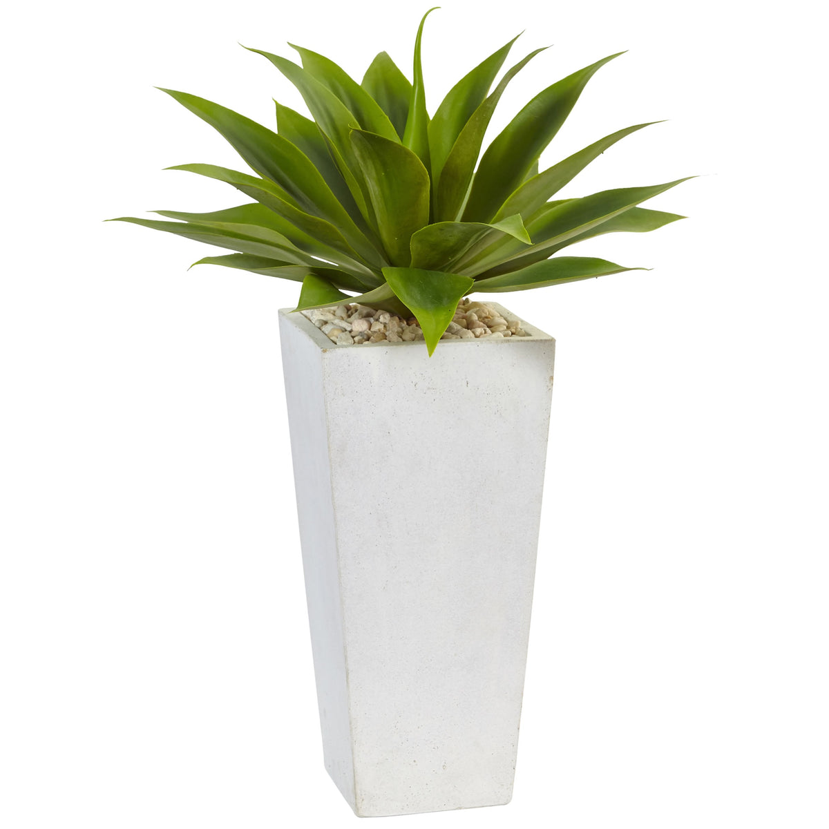 25" Agave in White Planter by Nearly Natural