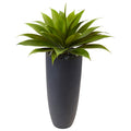 38" Agave in Gray Cylinder Planter by Nearly Natural