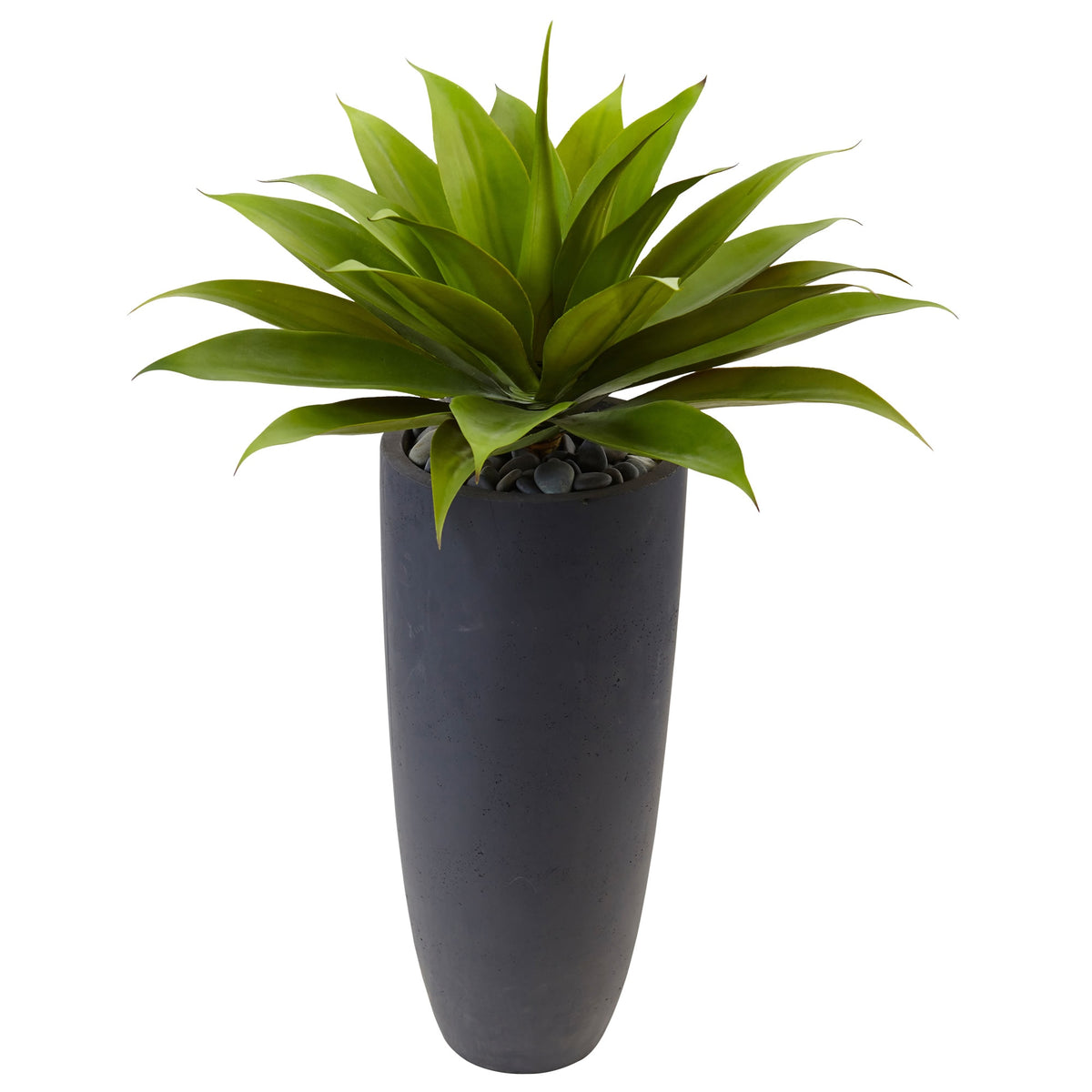 38" Agave in Gray Cylinder Planter by Nearly Natural