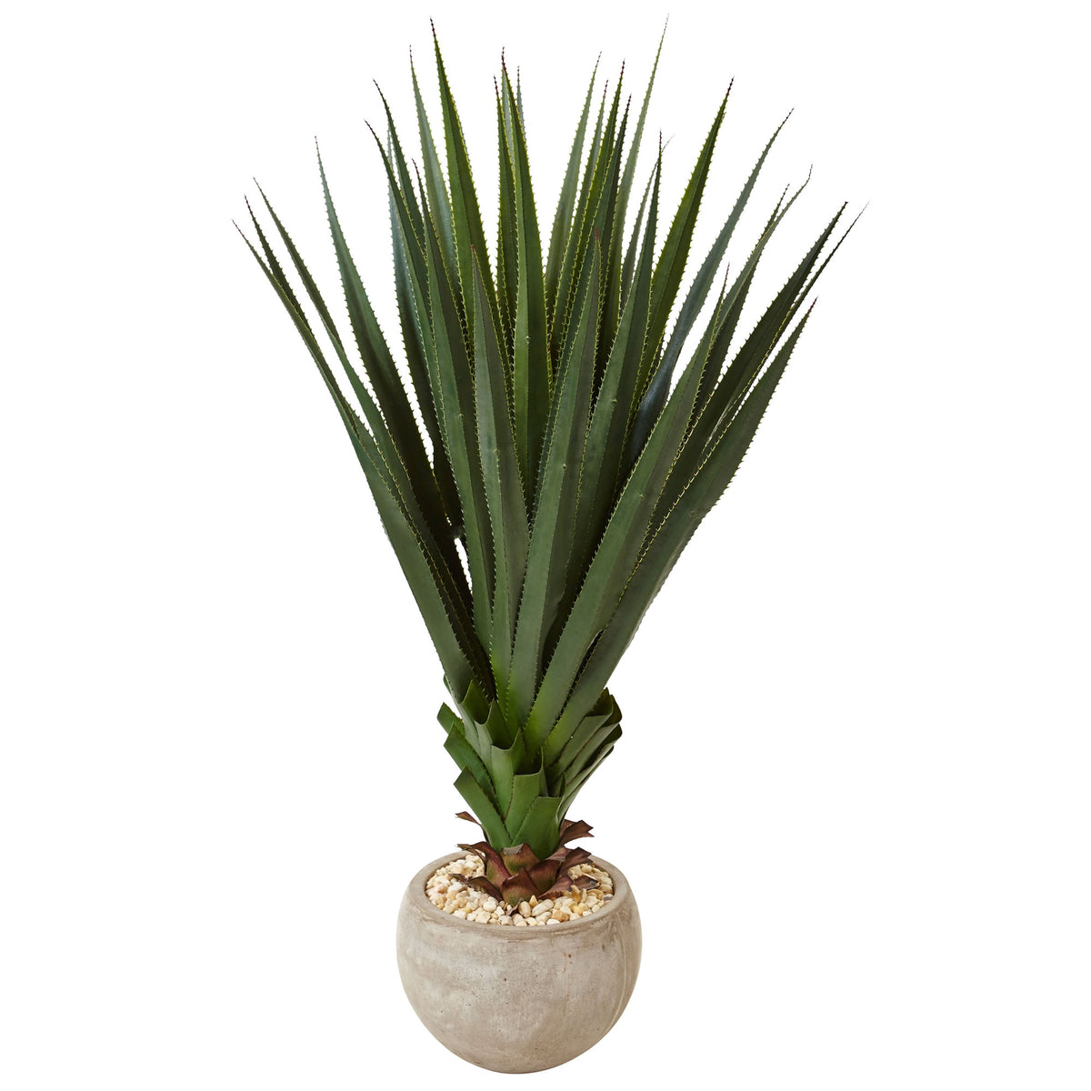 4.5" Spiked Agave in Sand Colored Bowl (Indoor/Outdoor) by Nearly Natural