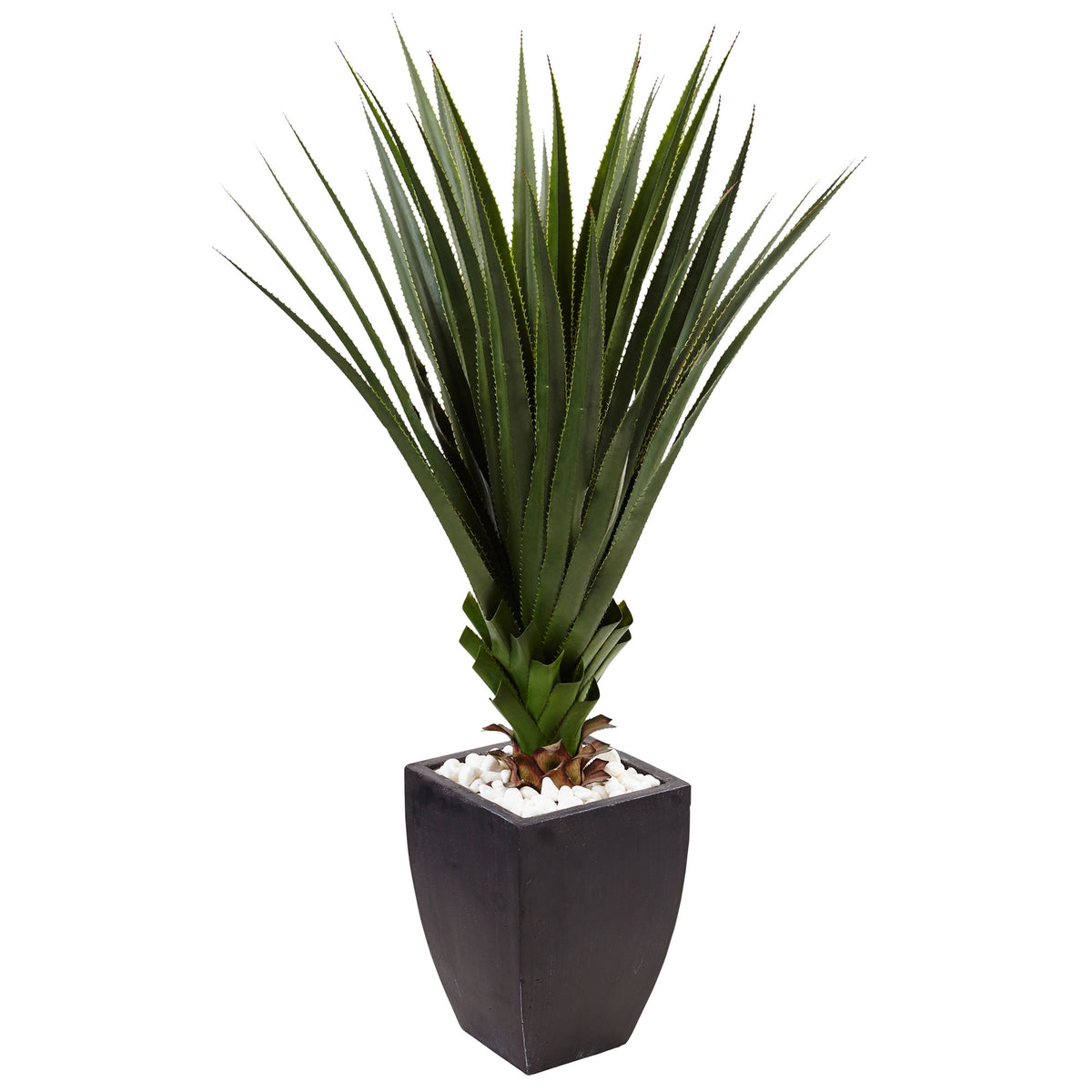 4.5' Spiked Agave in Black Planter (Indoor/Outdoor) by Nearly Natural