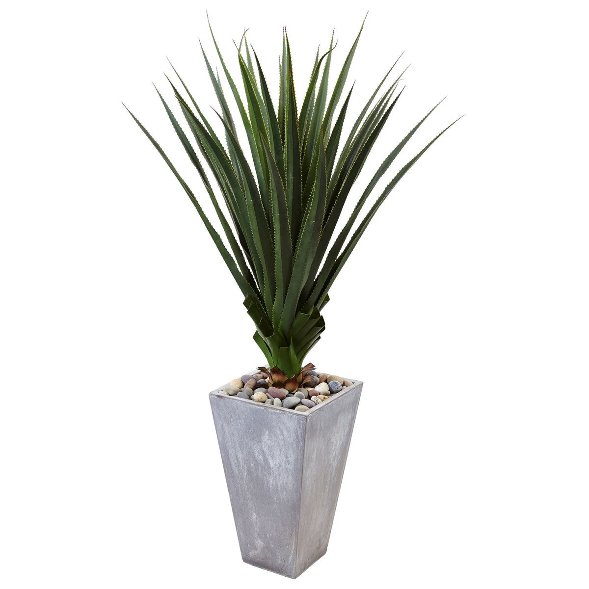 5' Spiked Agave in Cement Planter (Indoor/Outdoor) by Nearly Natural