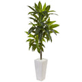 3' Dracaena Plant in White Tower Planter (Real Touch) by Nearly Natural