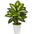 22" Dieffenbachia in Swirl Planter by Nearly Natural