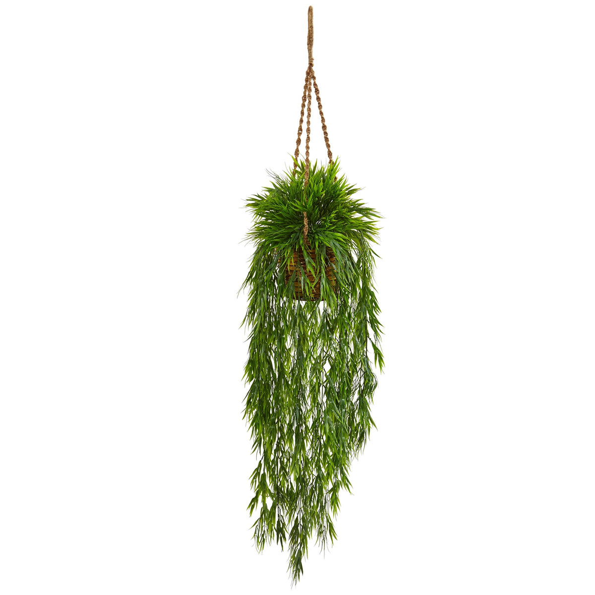 43" Mini Bamboo Hanging Basket by Nearly Natural