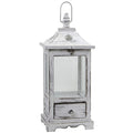 17.25" Distressed Wooden Lantern with Drawers by Nearly Natural