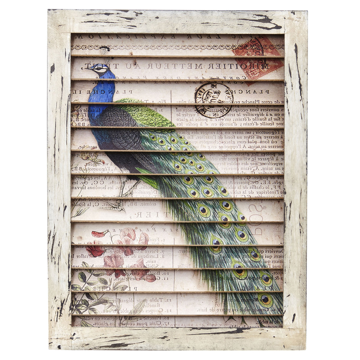 17" Peacock Window Shutter Wall Decor by Nearly Natural