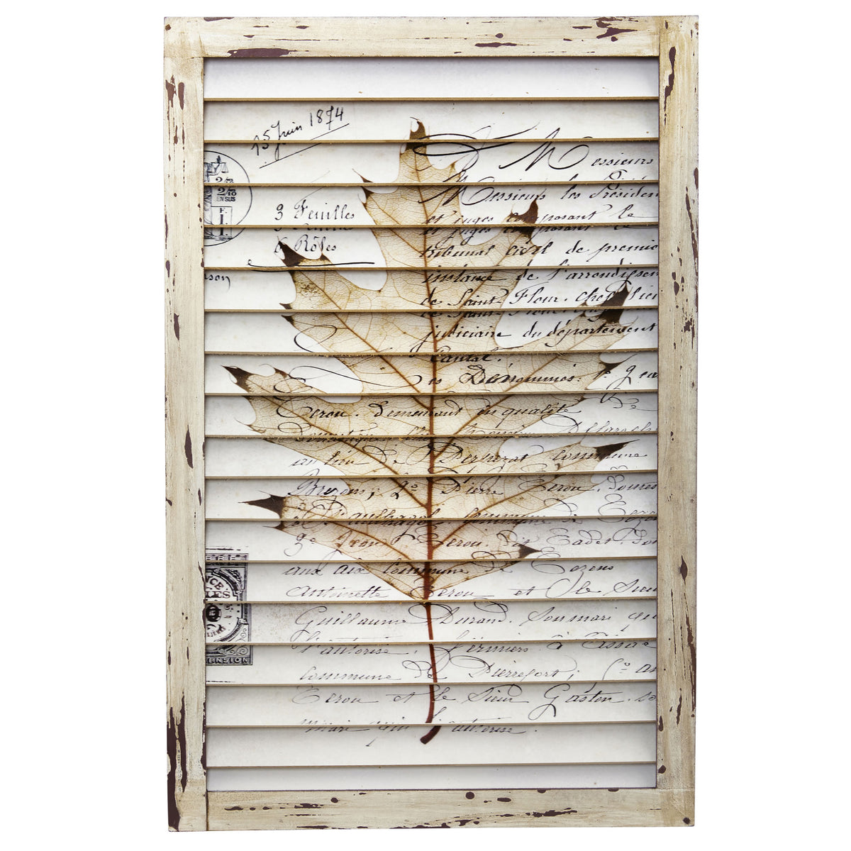 24" Maple Leaf Window Shutter Wall Decor by Nearly Natural