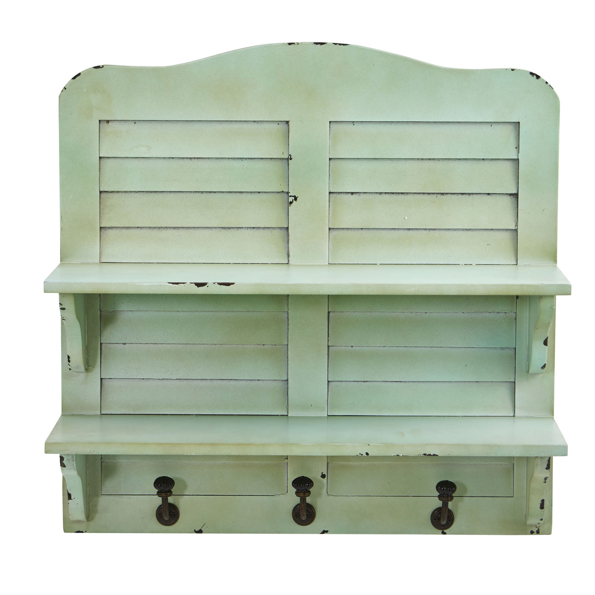 20'' Vintage Window Shutter Shelving with Hooks Wall Decor by Nearly Natural