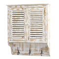 32" White Washed Wall Cabinet with Hooks by Nearly Natural