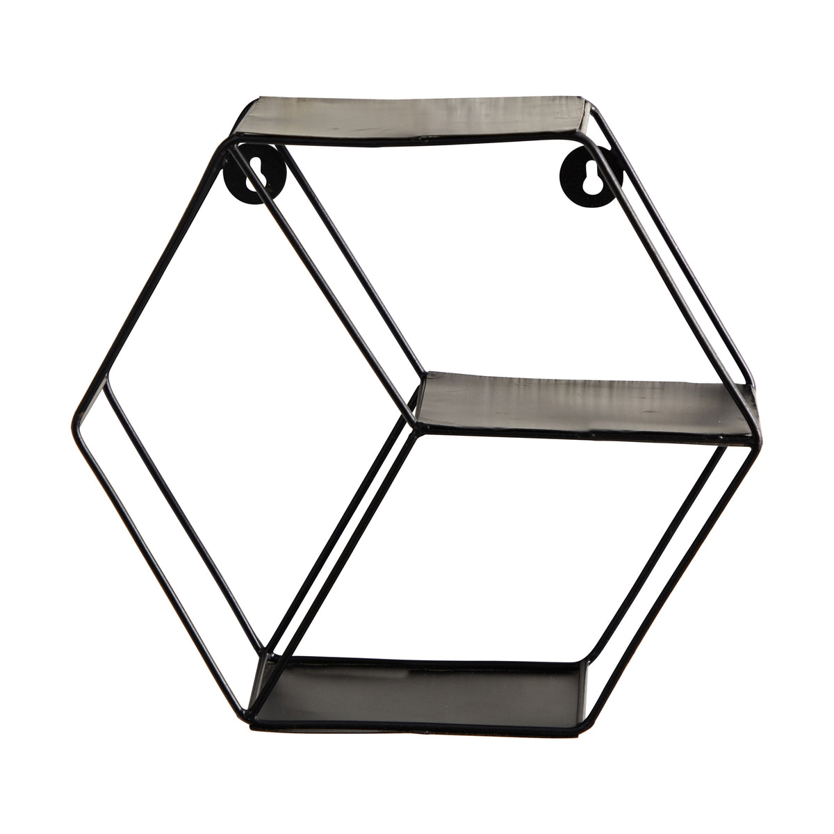 10" Black Matte Hexagon Wall Shelf by Nearly Natural