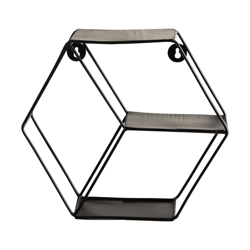 10" Black Matte Hexagon Wall Shelf by Nearly Natural
