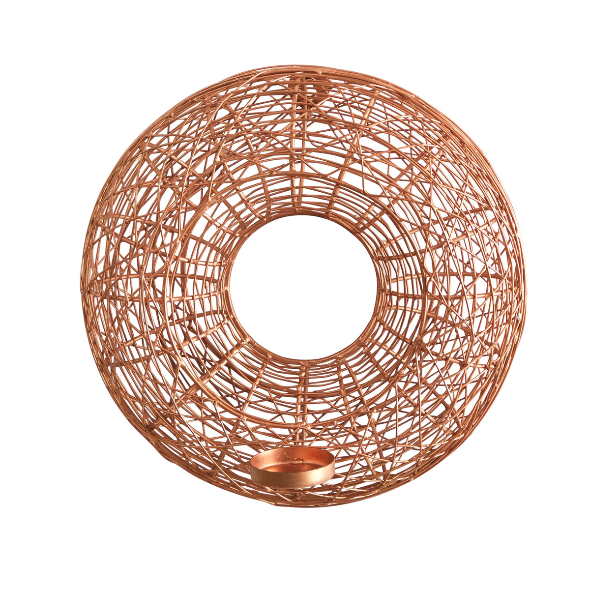 11" Wired Copper Circle Wall Sconce Candle Holder by Nearly Natural