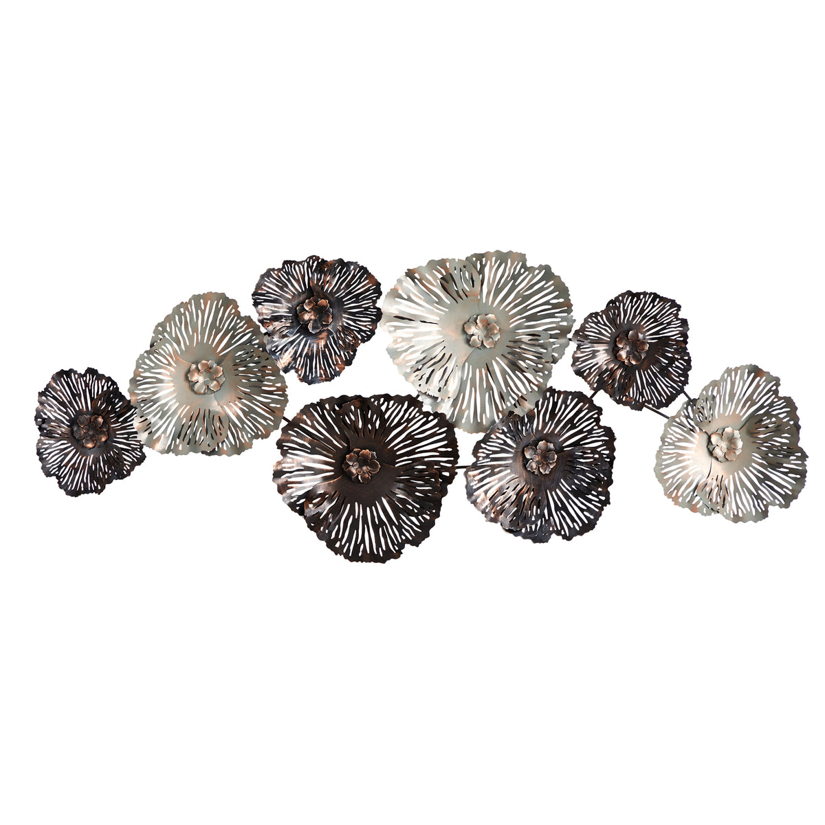 5' x 2' Floating Metal Floral Design Metal Wall Art Decor by Nearly Natural