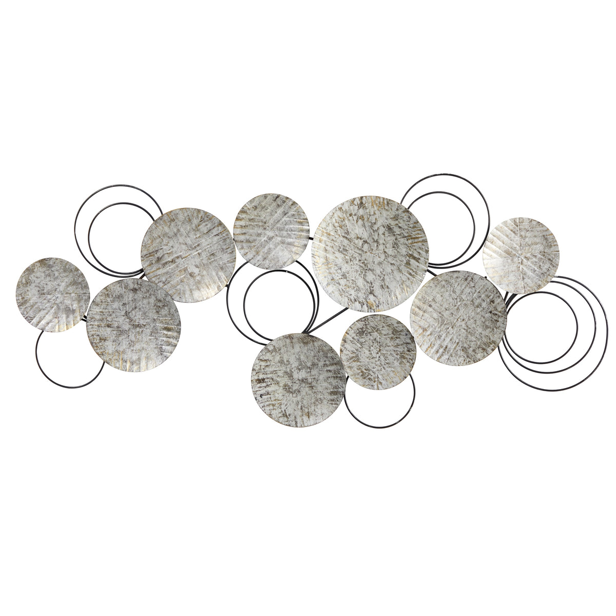4.5' x 2' Galvanized Embossed Metal Discs Wall Art Decor by Nearly Natural