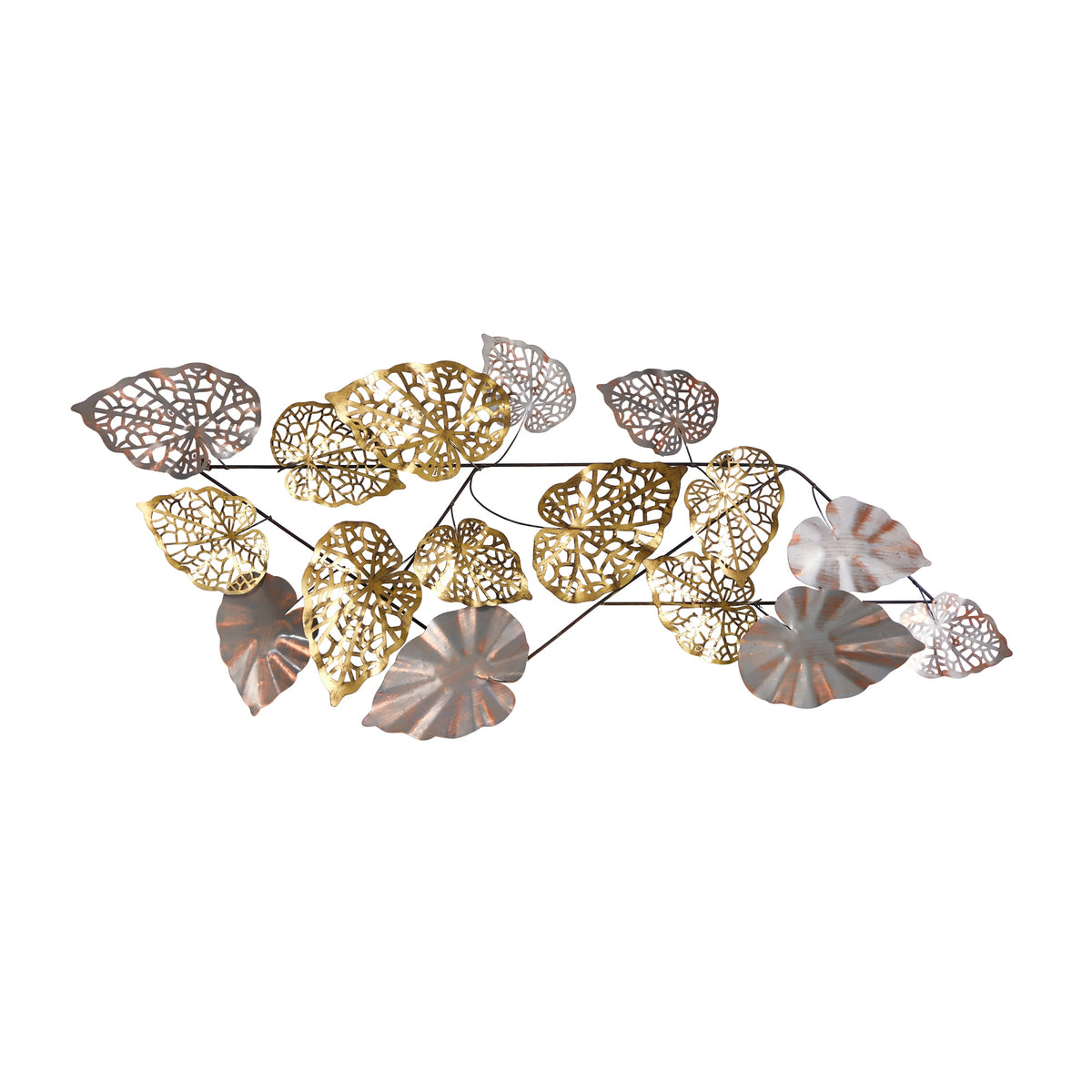 5.5' x 2' Scattered Metal Leaves Wall Art Decor by Nearly Natural