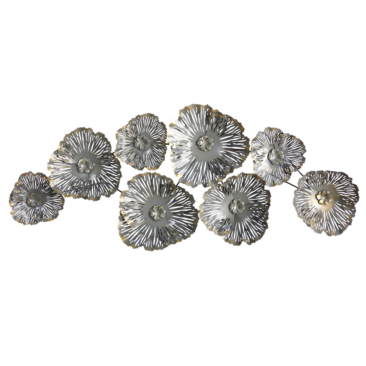 5' x 2' Floating Metal Floral Wall Art Decor by Nearly Natural