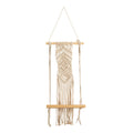 22" Boho Chic Wood Macrame Shelf with Diamond Weave by Nearly Natural