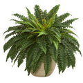 22" Boston Fern Artificial Plant in Sandstone Planter by Nearly Natural