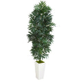 5' Bamboo Palm Artificial Plant in White Planter by Nearly Natural