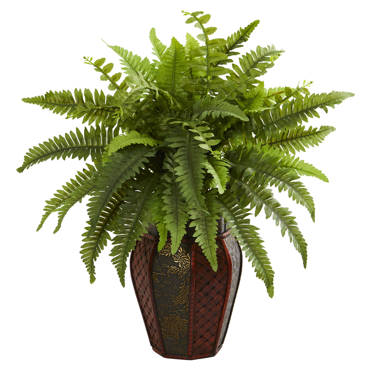 20" Boston Fern Artificial Plant in Decorative Planter by Nearly Natural