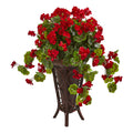 35" Geranium Artificial Plant in Stand Planter by Nearly Natural