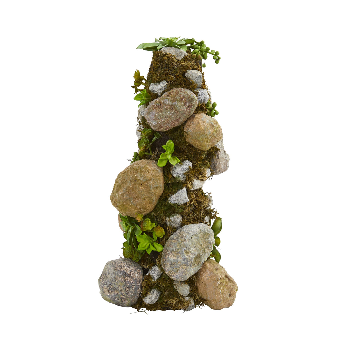 18" Succulent Rock Column by Nearly Natural