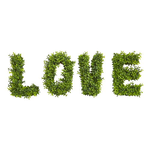 "LOVE" Boxwood Artificial Wall Decoration (Indoor/Outdoor) by Nearly Natural