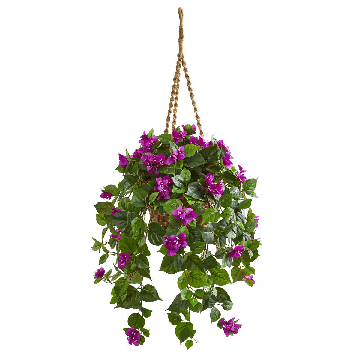 28" Bougainvillea Artificial Plant in Hanging Basket by Nearly Natural