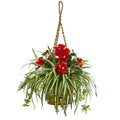 31" Hibiscus & Spider Artificial Plant in Hanging Basket by Nearly Natural