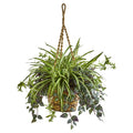 30"Wandering Jew & Spider Artificial Plant in Hanging Basket by Nearly Natural
