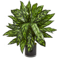 27" Silver King Artificial Plant in Black Glass Vase by Nearly Natural