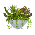 10" Succulent Garden Artificial Plant in Green Vase by Nearly Natural