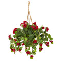 27" Geranium Artificial Plant in Hanging Basket by Nearly Natural