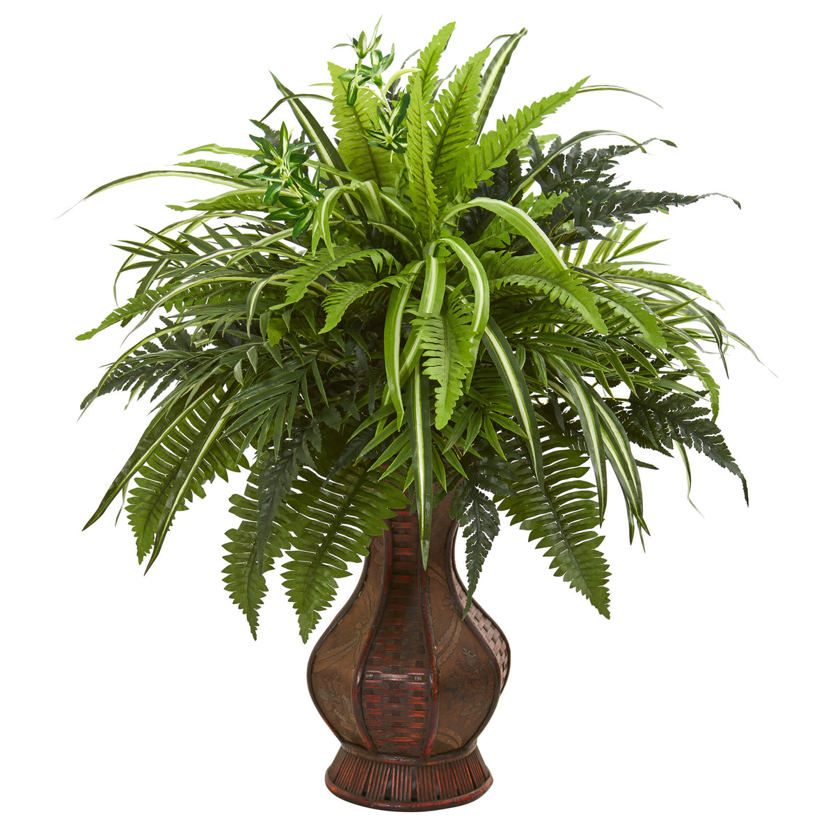 26" Mixed Greens Artificial Plant in Decorative Planter by Nearly Natural