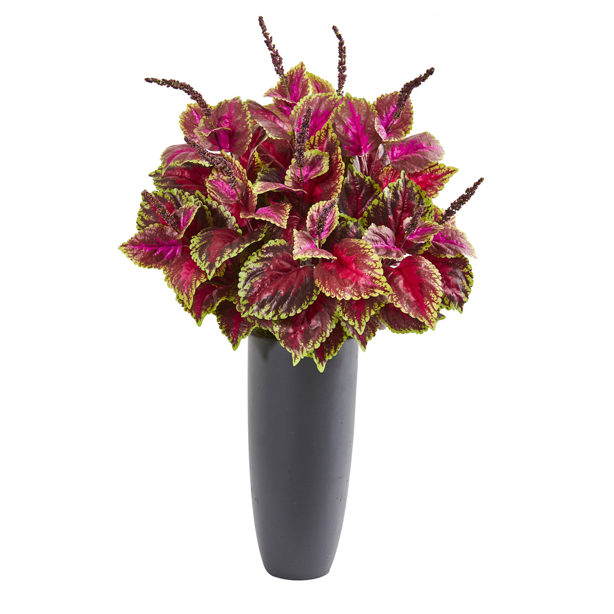 39" Coleus Artificial Plant in Gray Planter by Nearly Natural