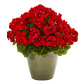 17" Geranium Artificial Plant UV Resistant (Indoor/Outdoor) by Nearly Natural in Red