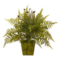 19" Fern Artificial Plant in Green Planter by Nearly Natural