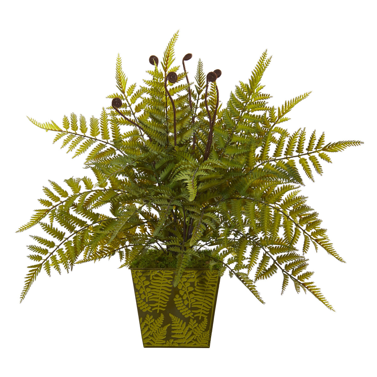 19" Fern Artificial Plant in Green Planter by Nearly Natural