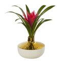 13" Ginger Artificial Plant in Gold and Cream Elegant Vase by Nearly Natural