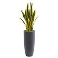 3' Sansevieria Artificial Plant in Gray Planter by Nearly Natural