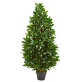 4' Bay Leaf Artificial Topiary Tree UV (Indoor/Outdoor) by Nearly Natural