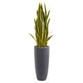 4.5' Sansevieria Artificial Plant in Gray Planter by Nearly Natural